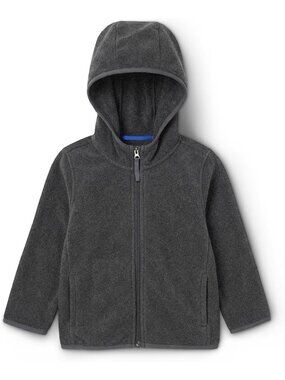 Cozy Grey Charcoal Polar Fleece Hooded Jacket for Toddler Boys, Size 2T